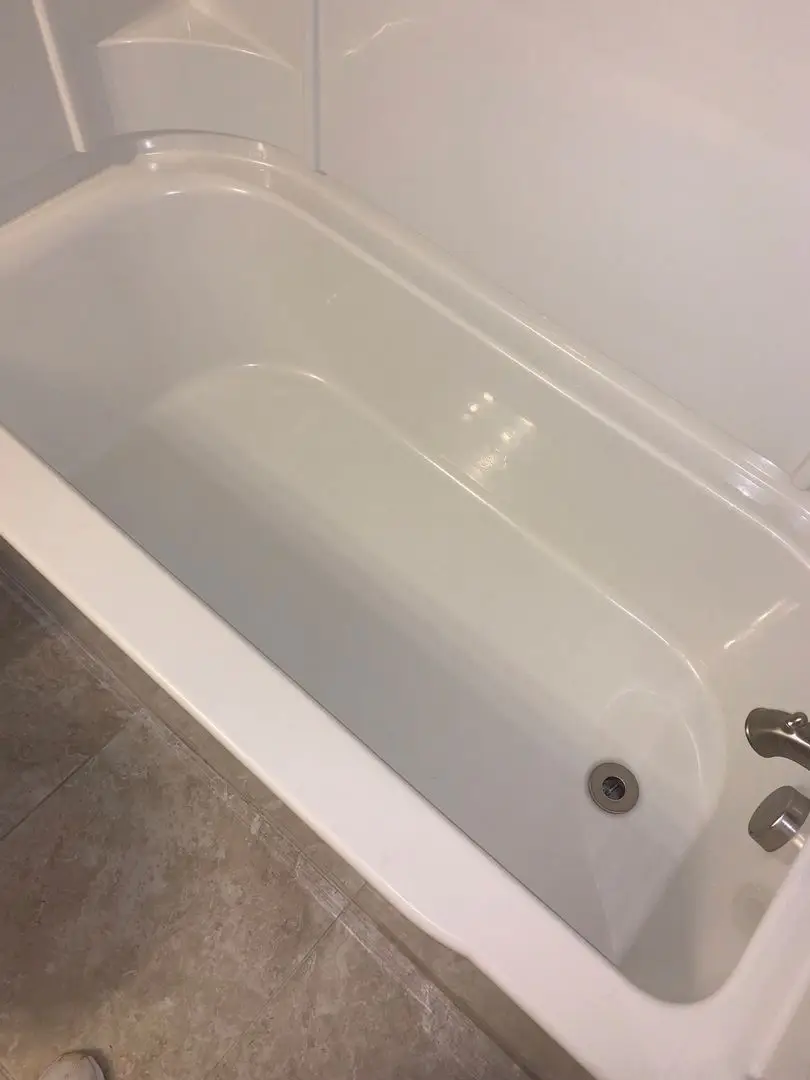 Bathroom after a remodeling project, cleaned and sanitized.