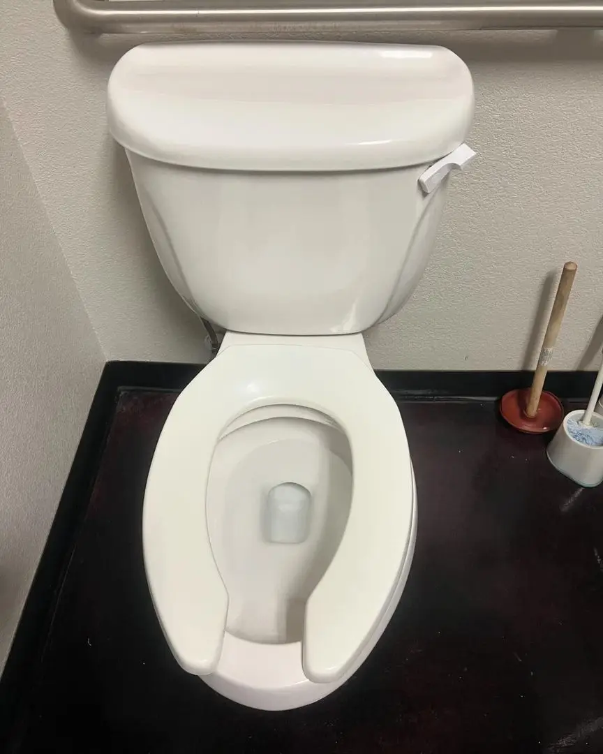 Office bathroom cleaned, ready to be used